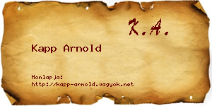 Kapp Arnold névjegykártya